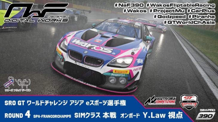 【Assetto Corsa Competizione】SRO GT ワールドチャレンジ アジア eスポーツ選手権 Rd.4 SIMクラス 本戦（Y.Law 視点）