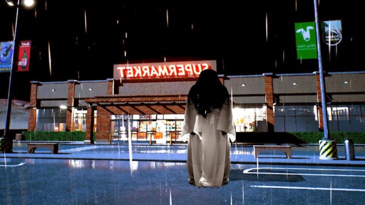 雨の日の配達「恐怖のスーパーマーケット」で逃げまわるホラーゲーム（絶叫あり）